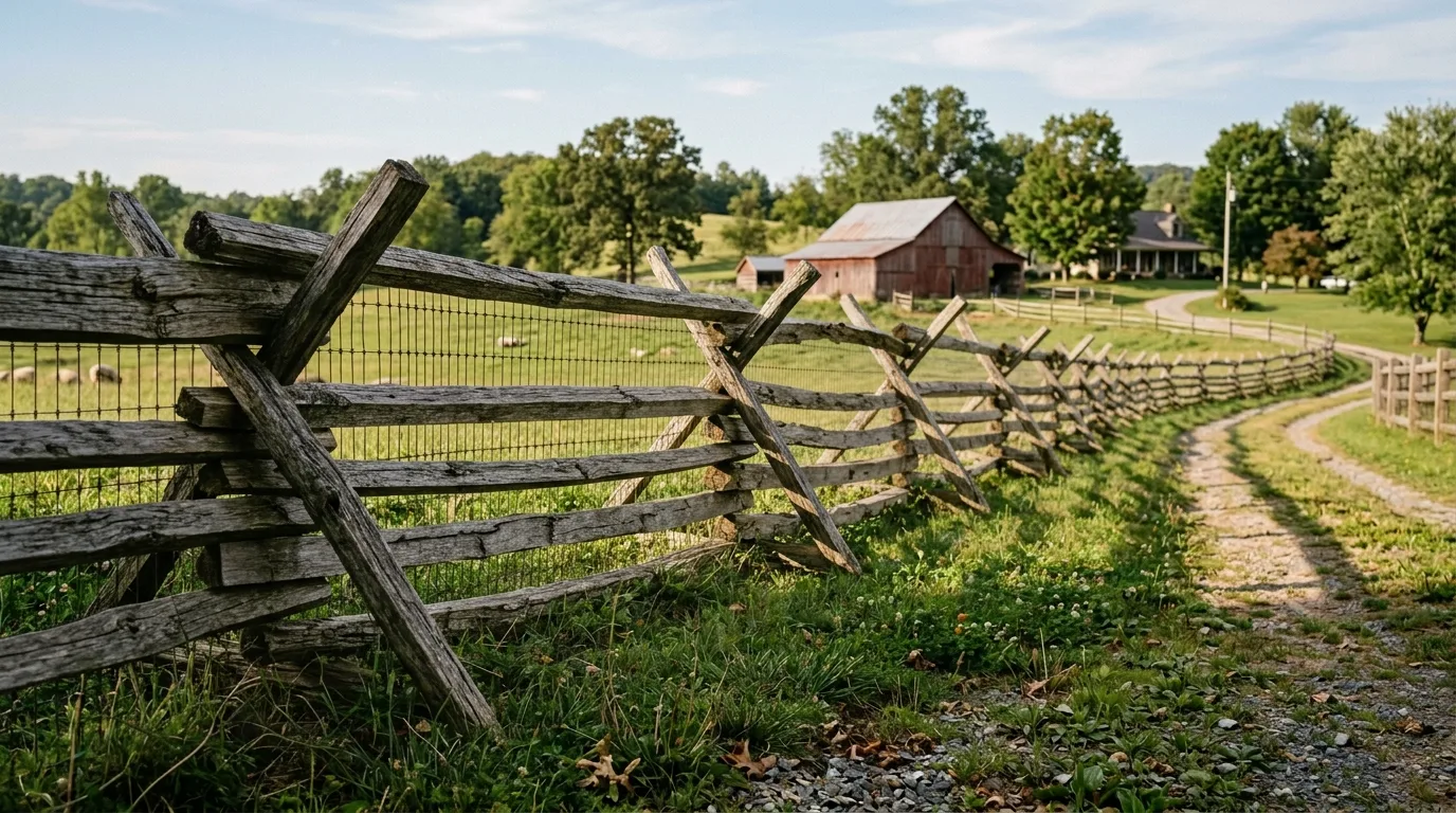 Wire Fence With Rustic Gate